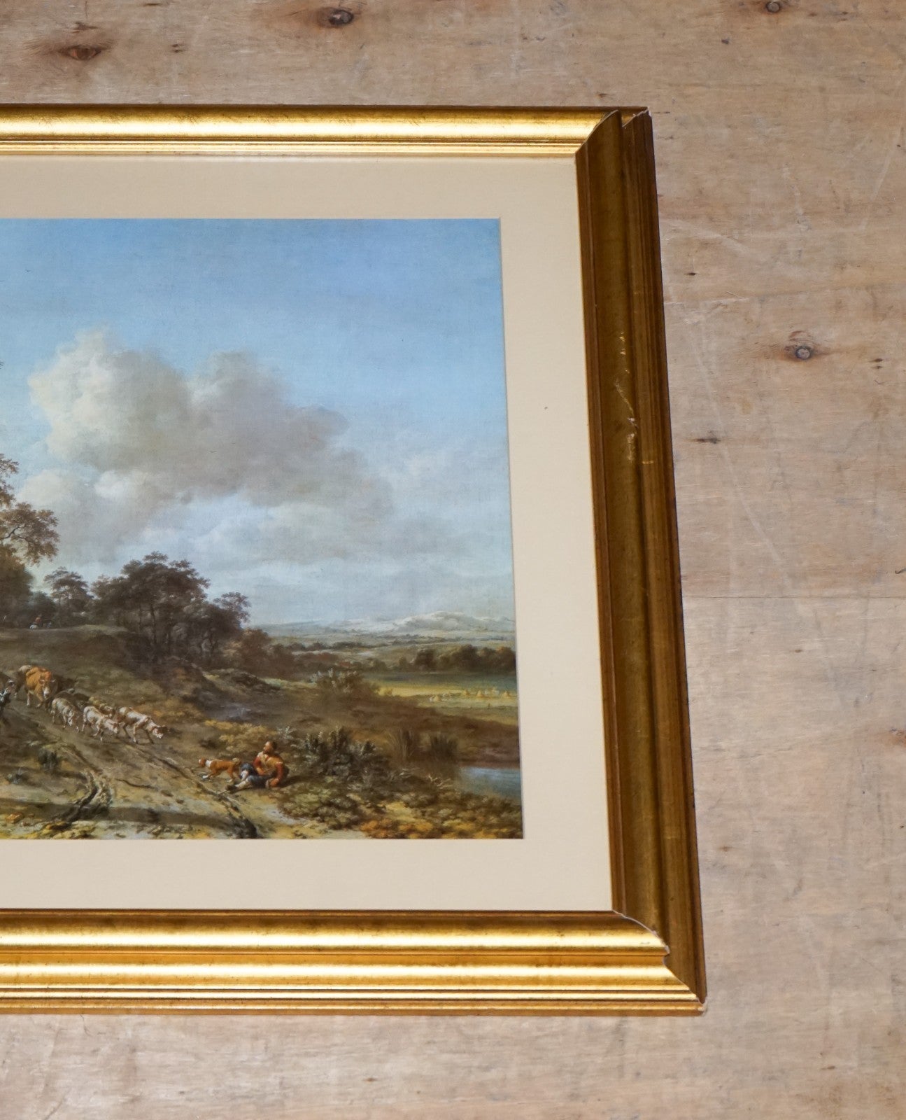 VINTAGE FRAMED PRINT IN GOLD FRAME BY DUTCH PAINTER JAN WIJNANTS 74 X 87 CM