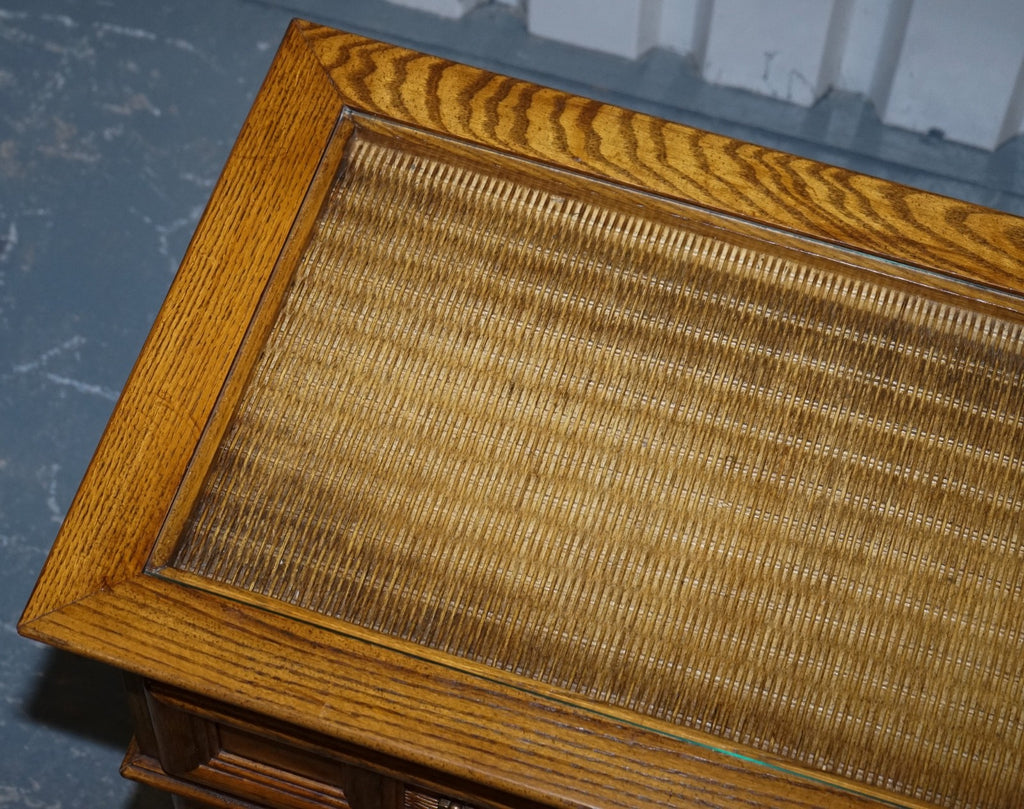 VINTAGE AMERICAN FAUX BAMBOO STYLE CONSOLE TABLE SMALL SIDEBOARD BY BURLINGTON