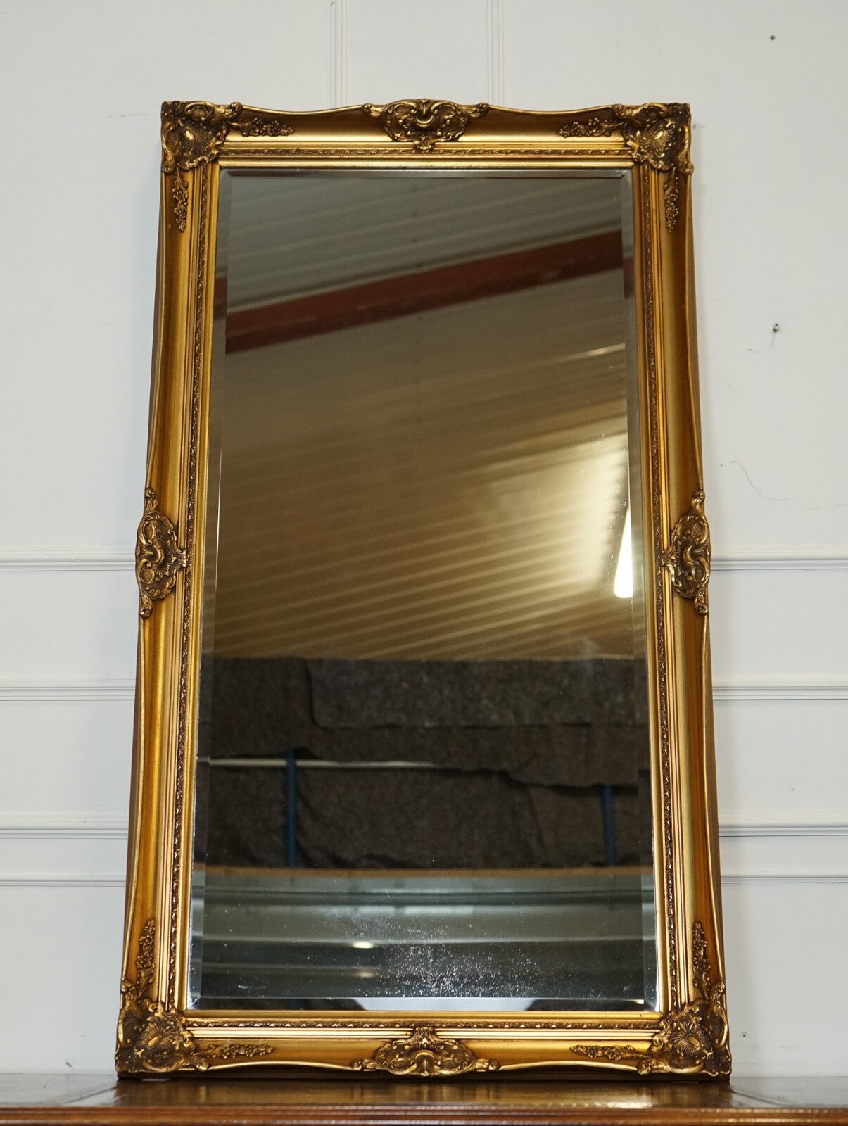 LARGE FRENCH CLASSIC GOLDEN ORNATE WALL REGAL MIRROR 138 X 77 CM