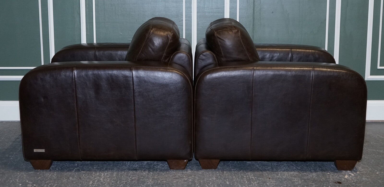 VINTAGE PAIR OF CHOCOLATE BROWN LEATHER ARMCHAIRS BY SOFITALIA