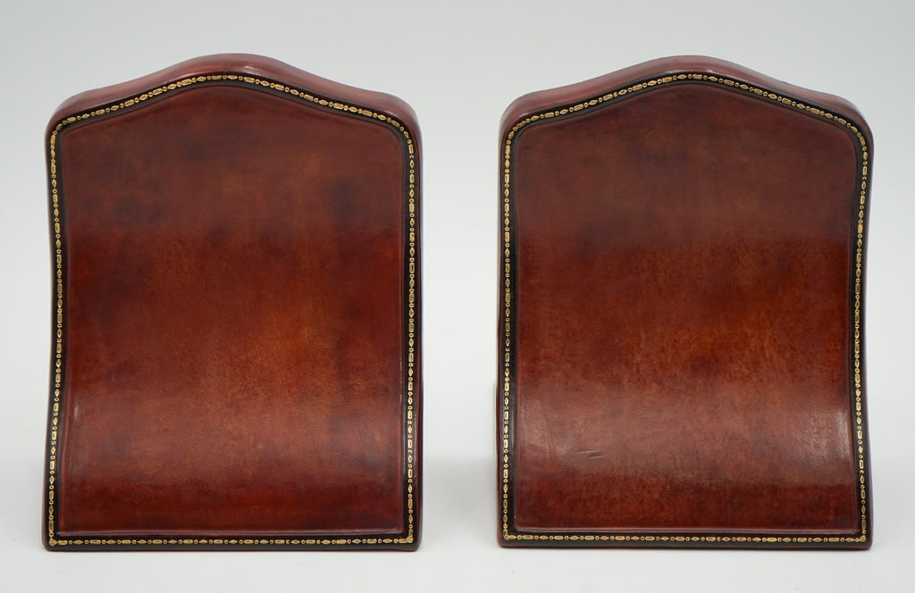 RARE PAIR OF ANTIQUE ASPREY LONDON LEATHER BOOK ENDS