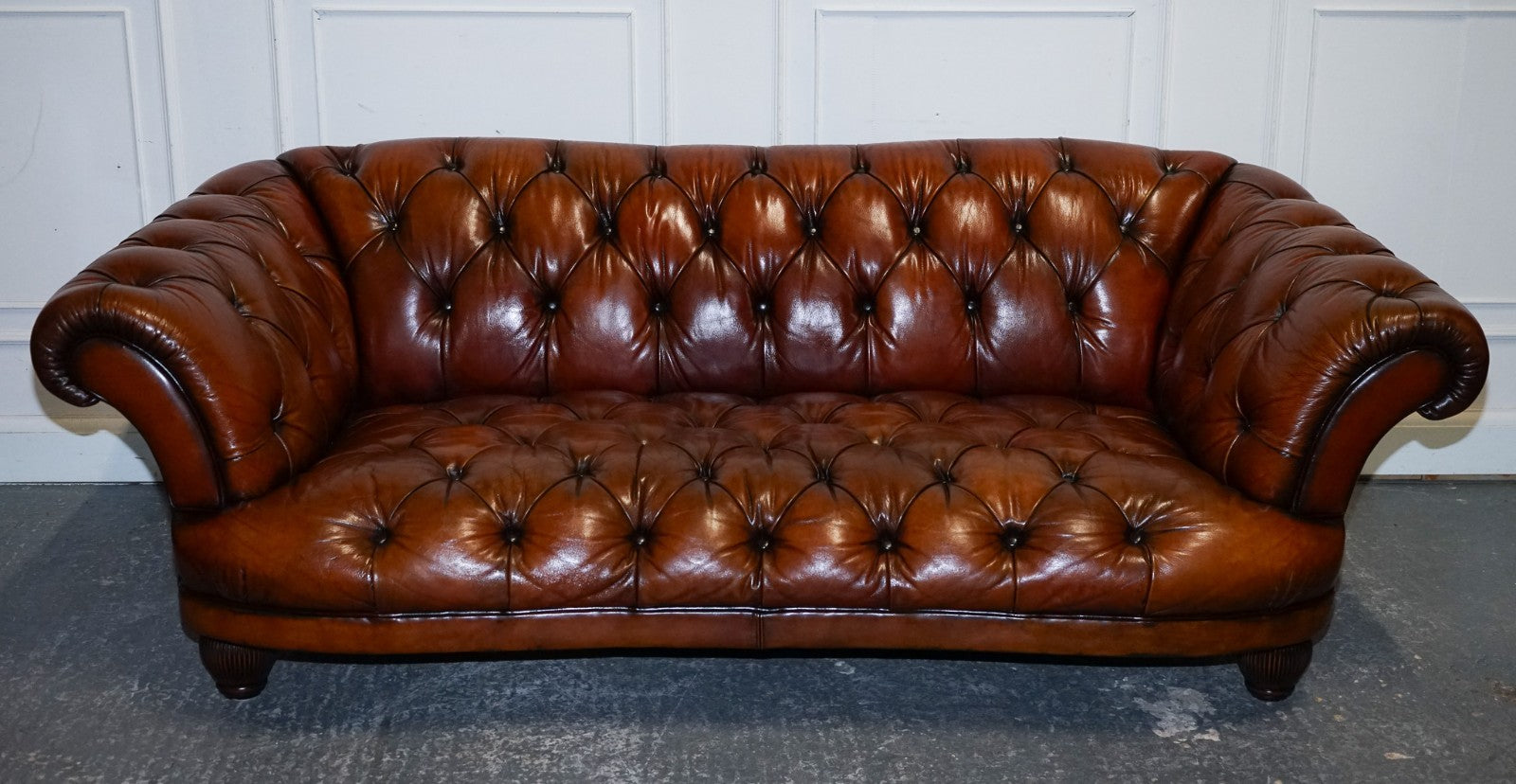 RESTORED HAND DYED LEATHER THREE SEATER CHESTERFIELD TETRAD OSKAR SOFA