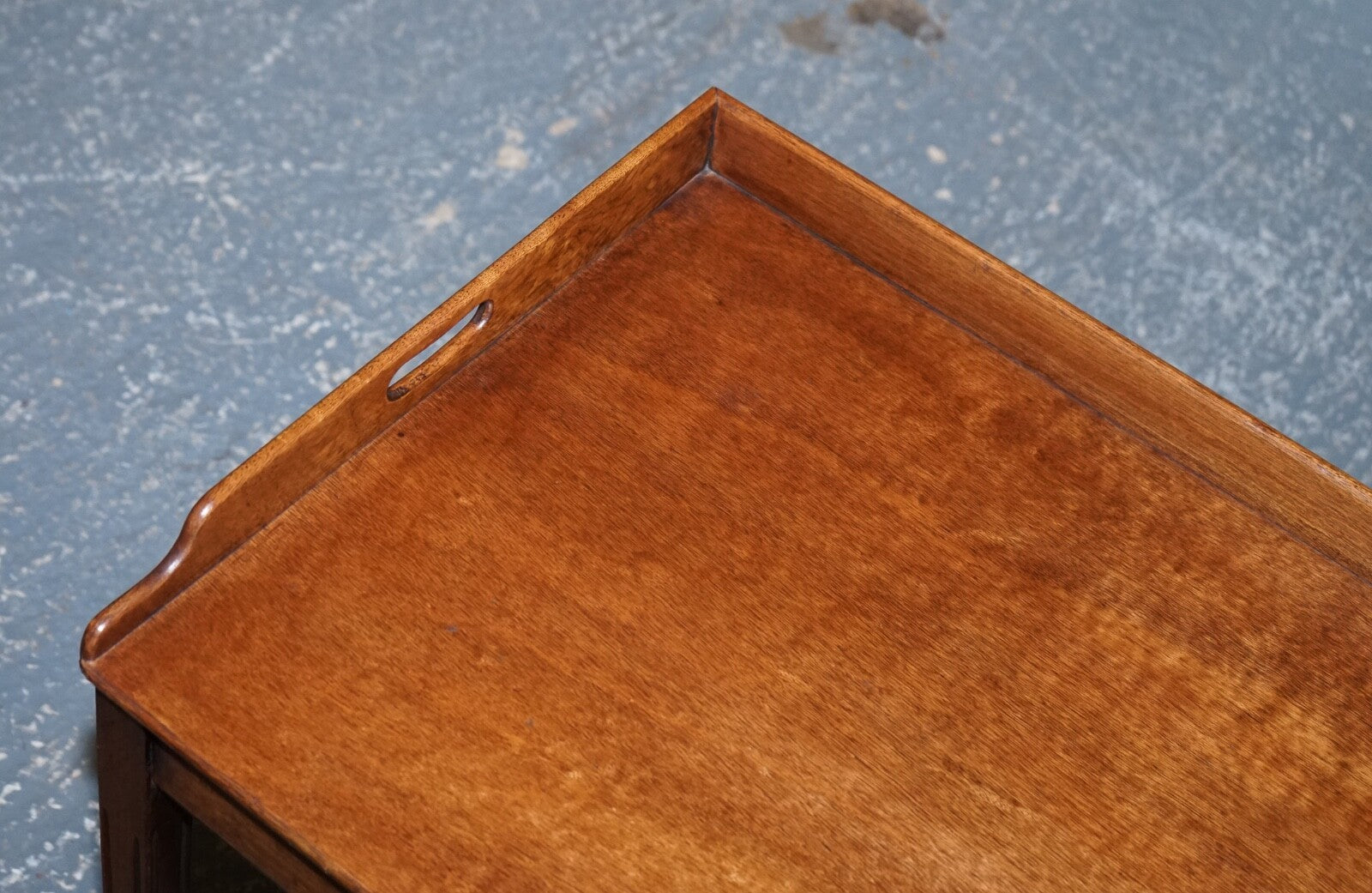 ANTIQUE BUTLERS SERVING TRAY ON STAND MAHOGANY VICTORIAN 19TH CENTURY