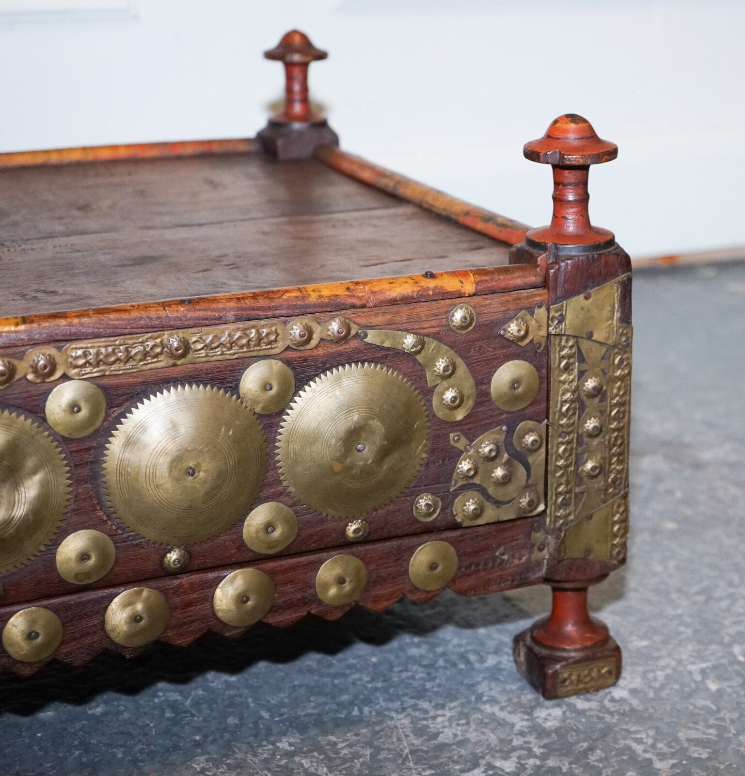 ANTIQUE PRIMITIVE ORIENTAL ASIAN SIDE TABLES HAND PAINTED VERY DECORATIVE