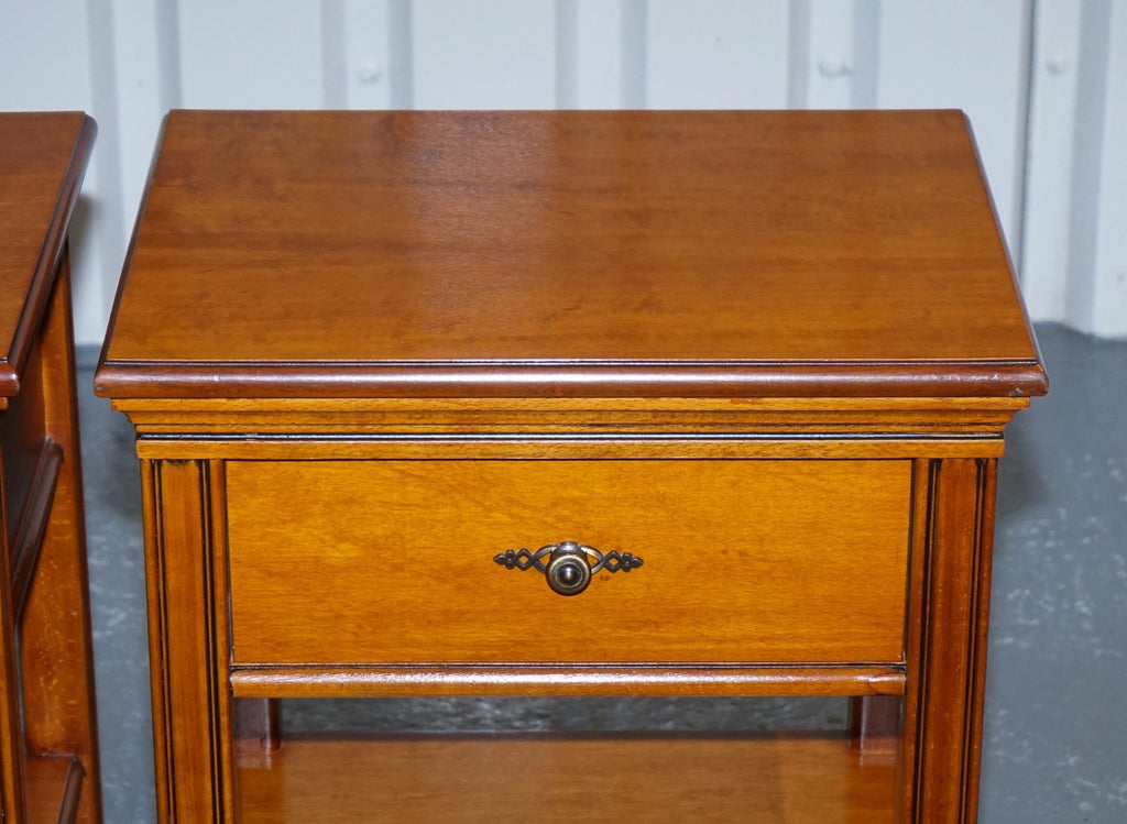 VINTAGE FRENCH STYLE CHERRY WOOD NIGHTSTANDS BEDSIDE TABLES
