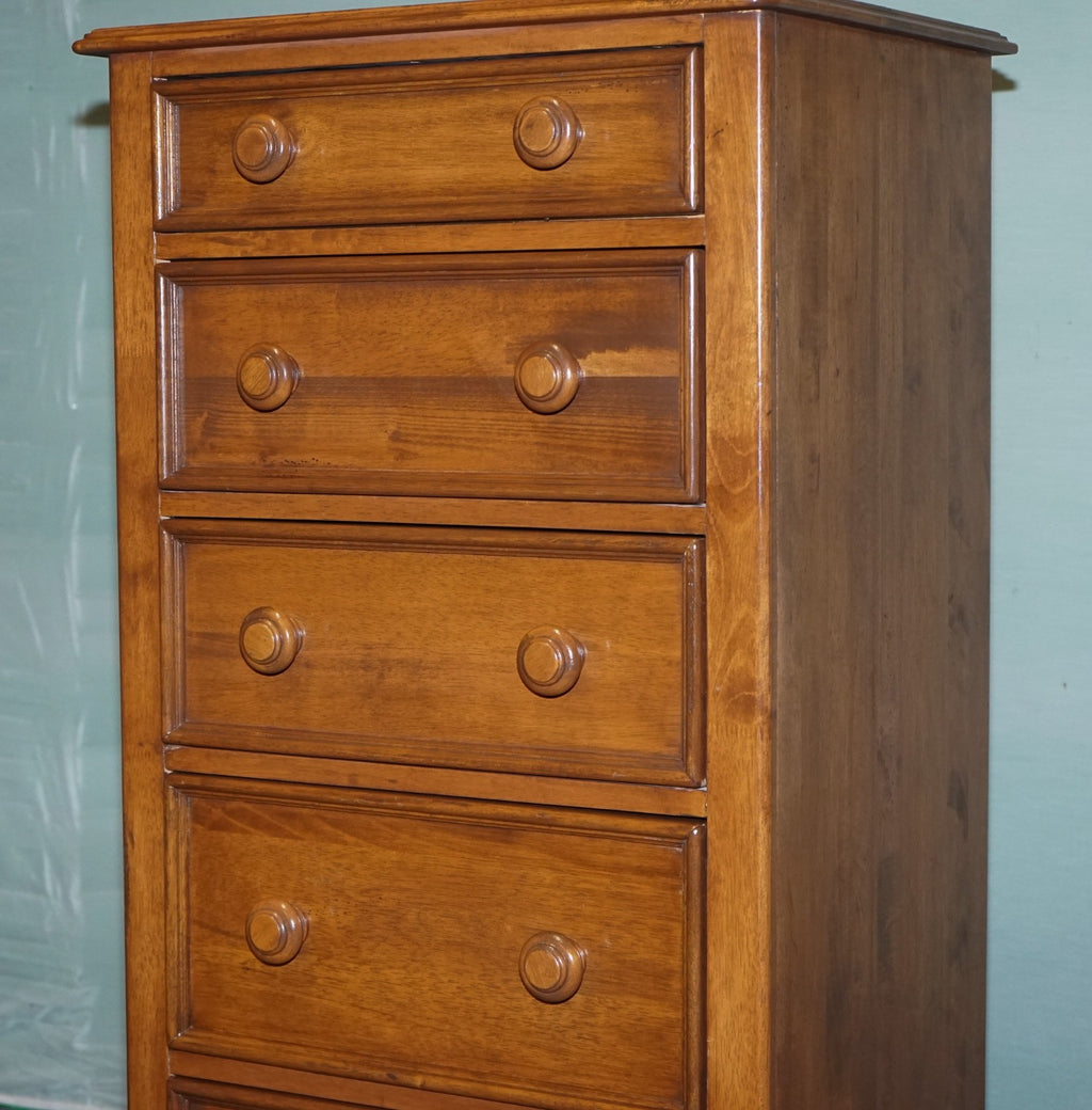 WILLiS & GAMBIER OAK TALLBOY CHEST OF DRAWERS