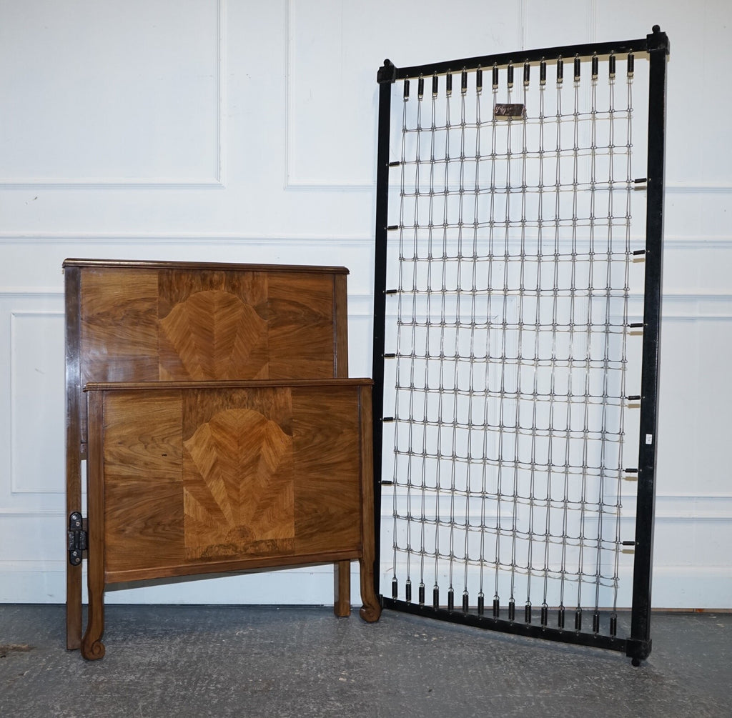 ART DECO BURR WALNUT DECORATIVE INLAID PANELS SINGLE BED (1/2)