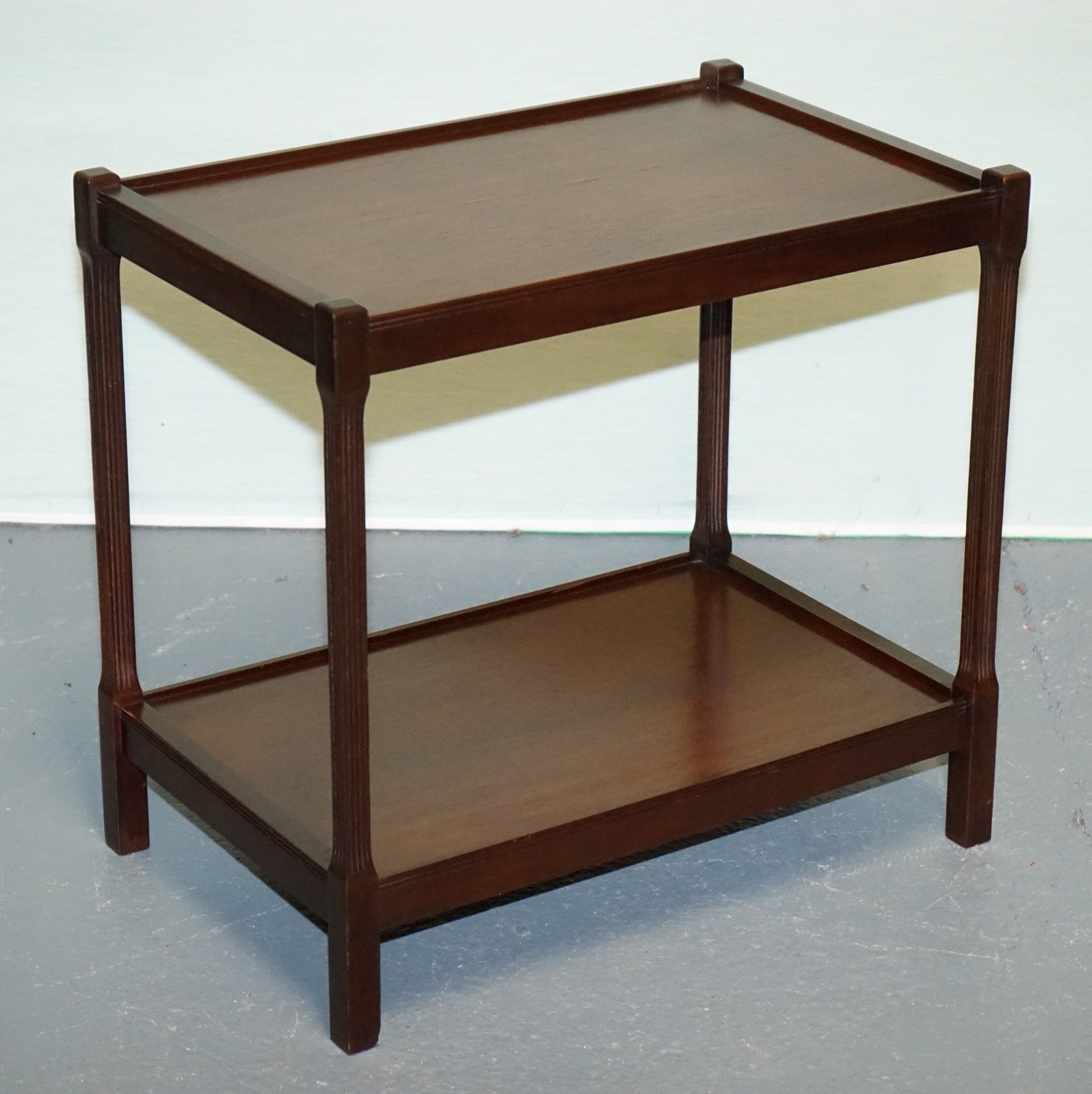 VINTAGE MID CENTURY HARDWOOD TWO TIER SIDE TABLE OCASSIONAL TABLE
