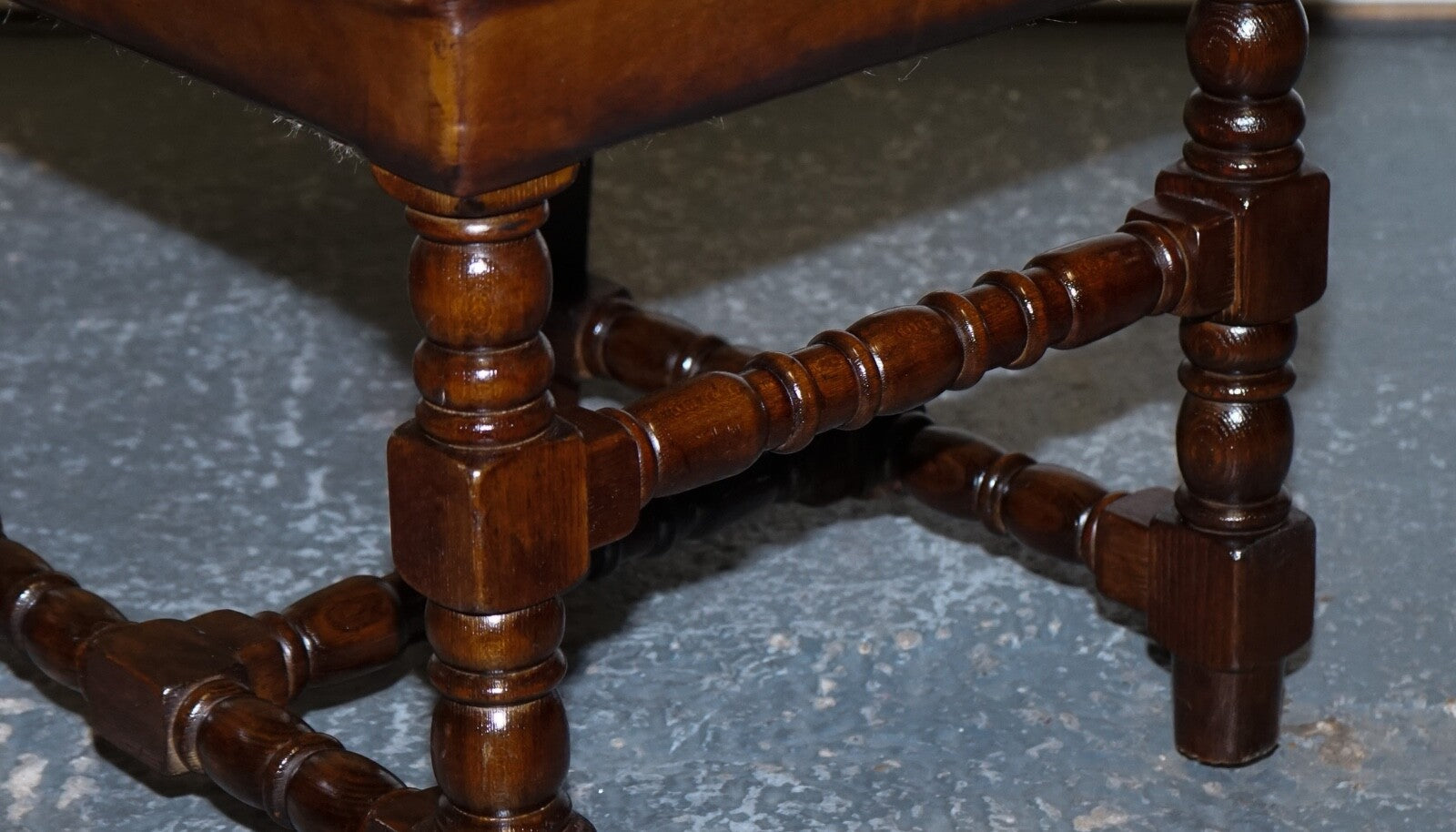 8 RESTORED CROMWELLIAN HAND DYED WHISKEY BROWN LEATHER DINING CHAIRS