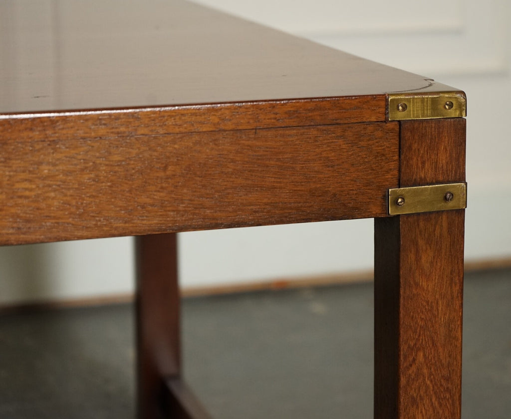 STUNNING LARGE VINTAGE HARRODS LONDON KENNEDY MILITARY CAMPAIGN COFFEE TABLE