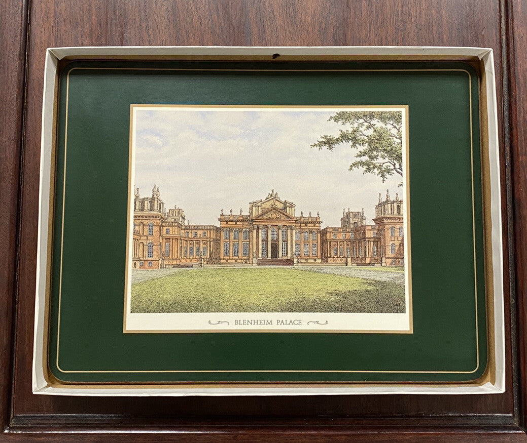 VINTAGE PIMPERNEL CORK COASTERS 'STATELY HOMES' SET OF 6 IN ORIGINAL BOX