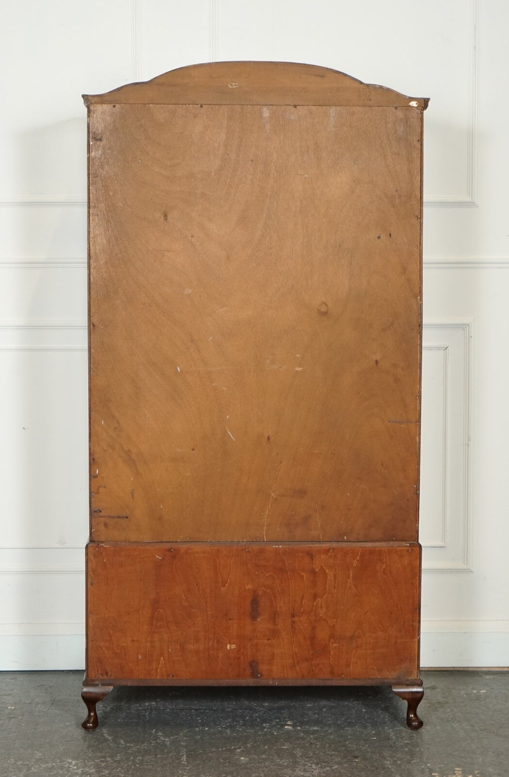 LOVELY 1920'S ART DECO BURR WALNUT WARDROBE WITH TWO DRAWERS QUEEN ANNE LEGS