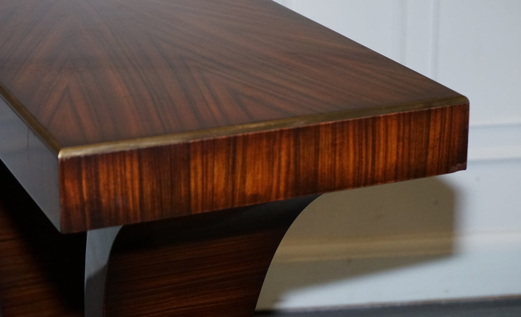 ART DECO EXOTIC MORADO & BRASS VANCUCCI SUNBURST CONSOLE BY THEODORE ALEXANDER
