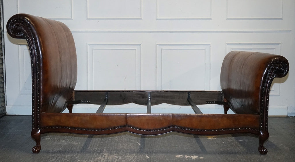 KINGSIZE HAND DYED LEATHER BONAPARTE CARVED BED AND SO TO BED RRP £14,000