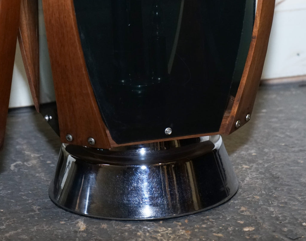 PAIR OF LARGE MODERN DANISH ACRYLIC & TEAK MID CENTURY LAMPS