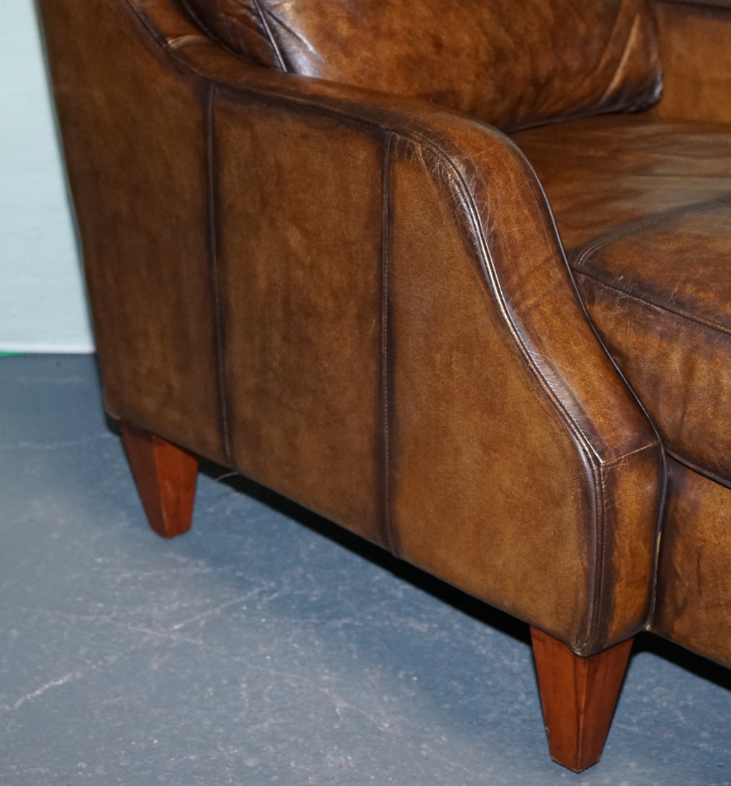 DEEP COGNAC HAND DYED LEATHER CHAISE LOUNGE ARMCHAiR SEATING