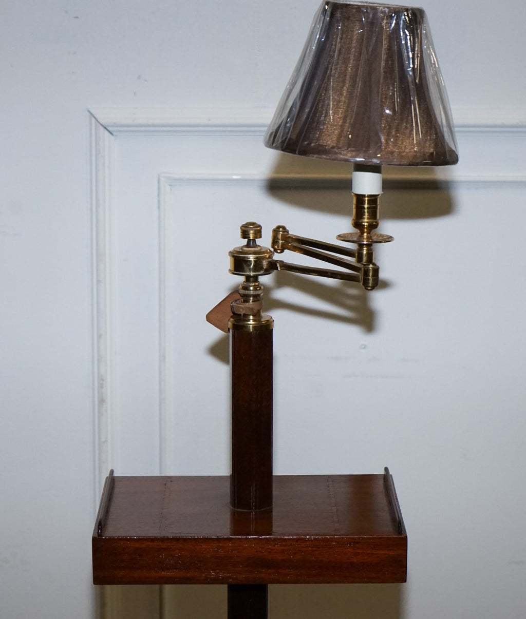RARE HARRODS LONDON ENGLISH READING LAMP STAND SIDE TABLE WITH LAMP