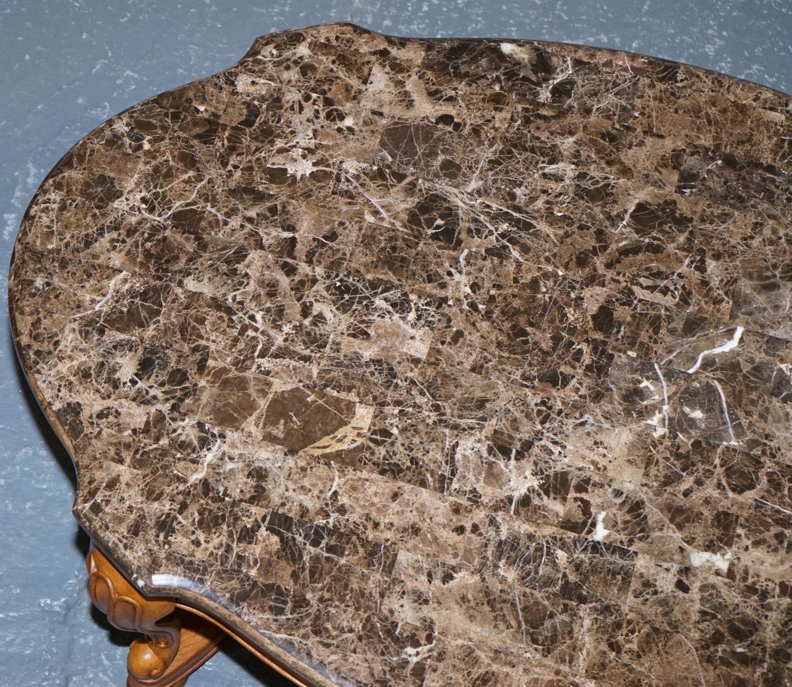 VINTAGE FRENCH STYLE COFFEE TABLE WITH FAUX MABRLE TOP