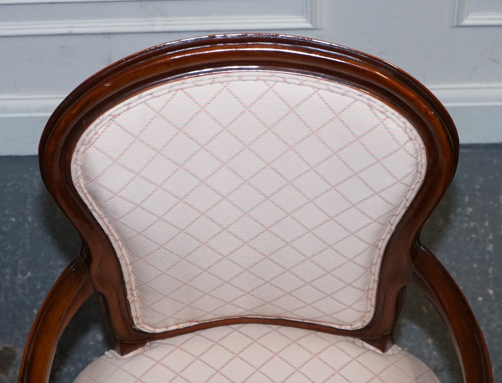 VINTAGE FRENCH STYLE WALNUT UPHOLSTERED SALON ARMCHAIR