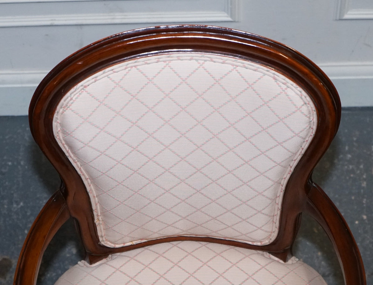 VINTAGE FRENCH STYLE WALNUT UPHOLSTERED SALON ARMCHAIR