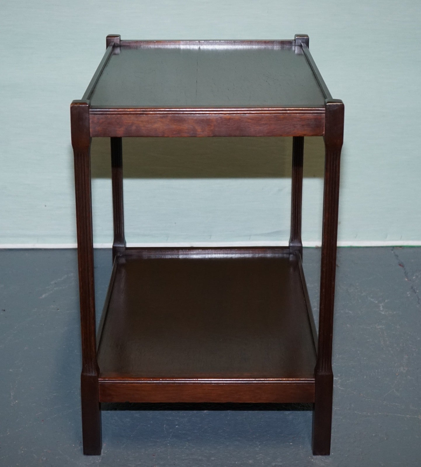 VINTAGE MID CENTURY HARDWOOD TWO TIER SIDE TABLE OCASSIONAL TABLE