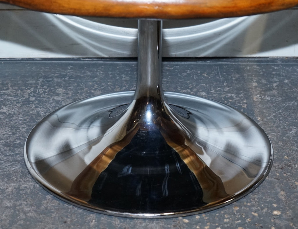 SET OF FOUR RESTORED HAND DYED LEATHER LARGO JOHANSON DESIGN SWIVEL ARMCHAIRS