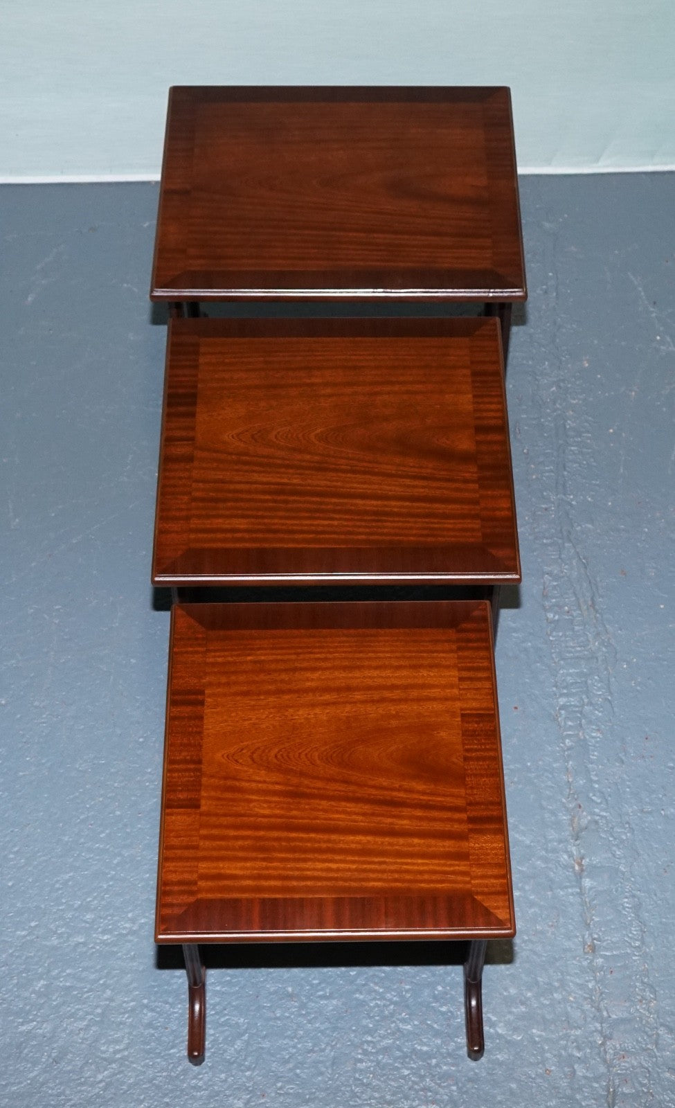 VINTAGE MiD CENTURY HARDWOOD NEST OF THREE TABLES