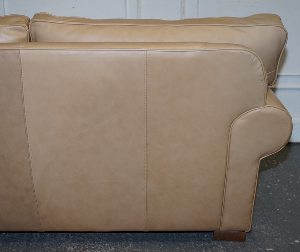 FINE LATTE BROWN LEATHER TWO SEATER SOFA MADE BY MULTIYORK ENGLAND
