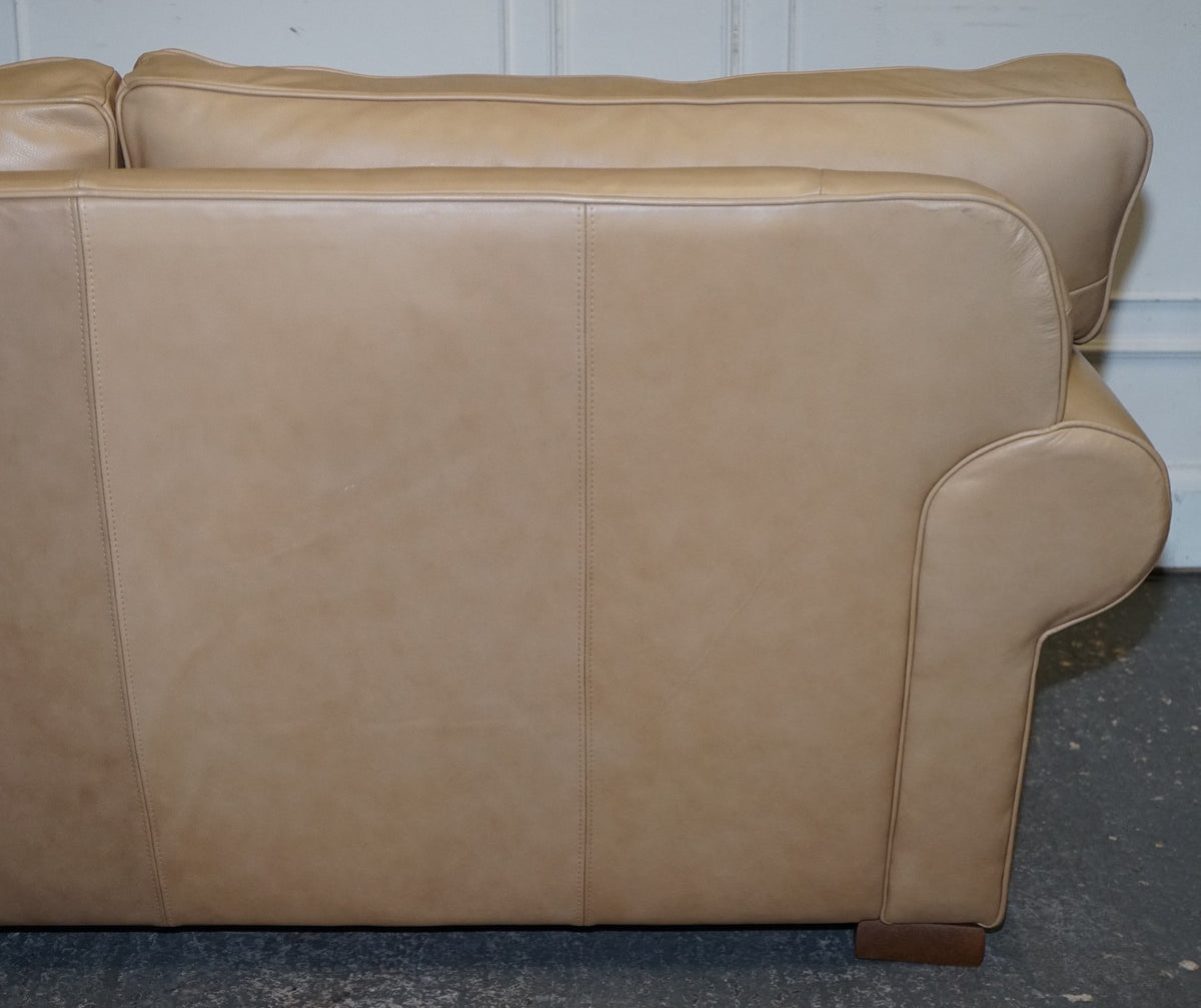 FINE LATTE BROWN LEATHER TWO SEATER SOFA MADE BY MULTIYORK ENGLAND