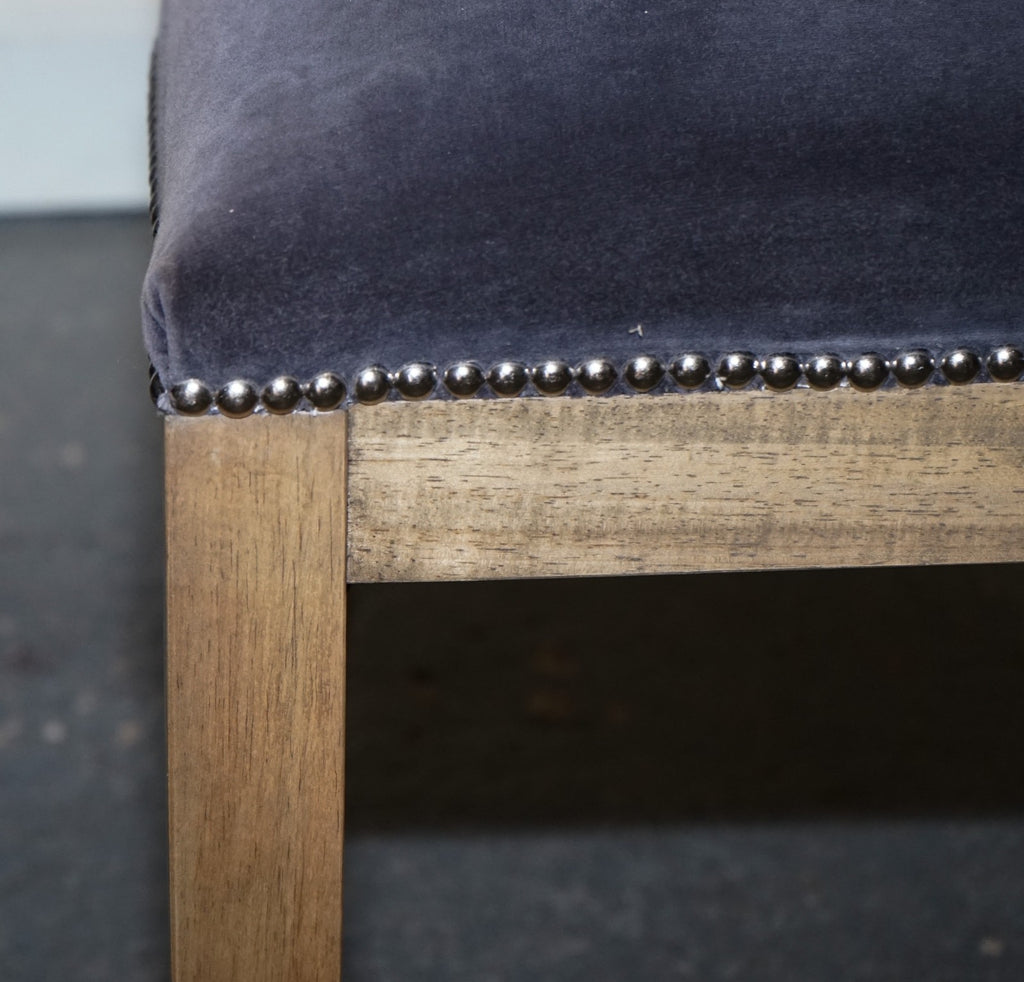VINTAGE HALO RICHMOND SINGLE DESK OR DINING CHAIR NAVY VELVET FABRIC WITH STUDS