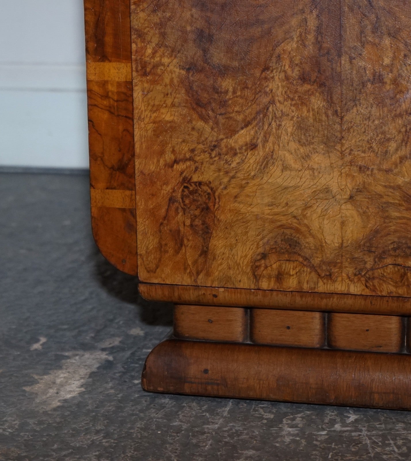 STUNNING ART DECO 1920'S PETITE BURR WALNUT TWO DOOR WARDROBE OR AMOIRE