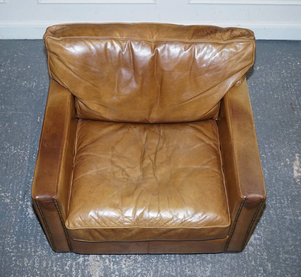 LOVELY TIMOTHY OULTON VISCOUNT PAIR OF TAN LEATHER ARMCHAIRS RRP £5,200