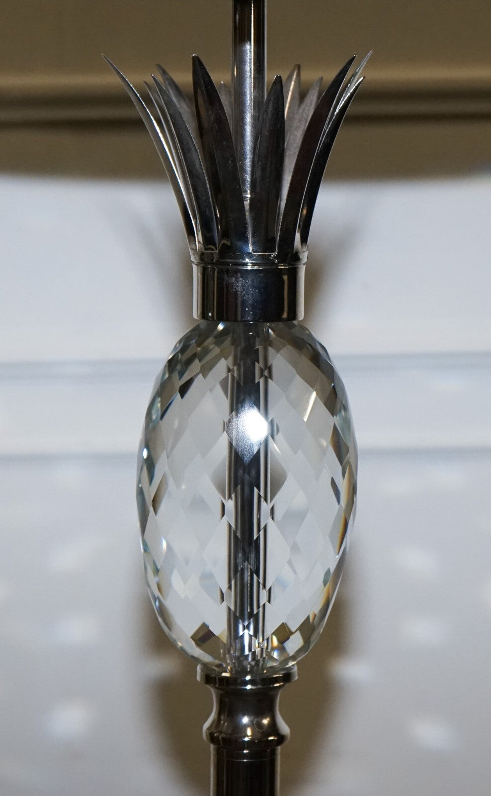 PAIR OF LOVELY FLOOR LAMPS WITH PINEAPPLE DESIGN STAINLESS STEEL BLACK SHADE