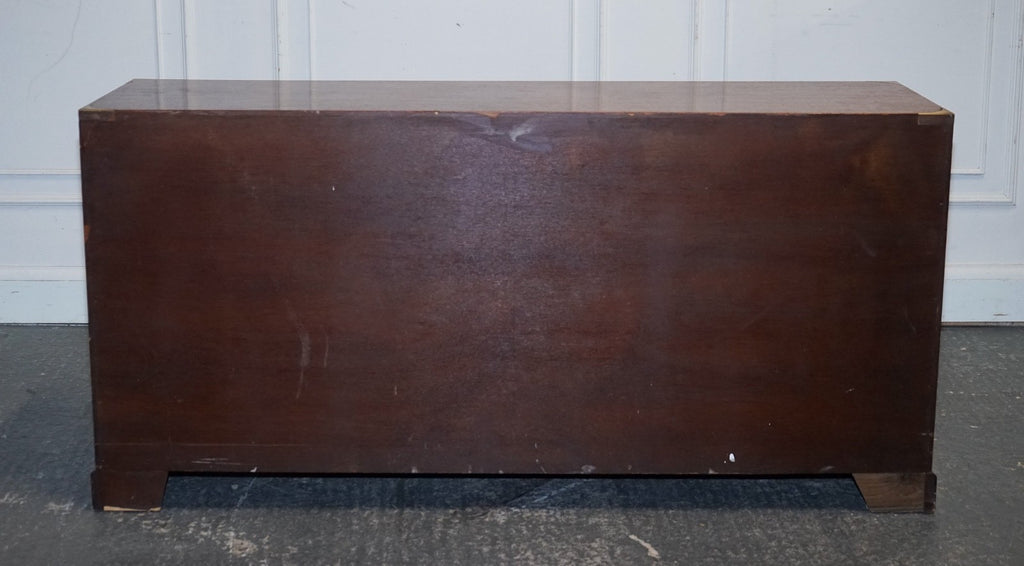 VINTAGE YEW WOOD MILITARY CAMPAIGN SIDEBOARD BANK OF DRAWERS WITH BRASS HANDLES