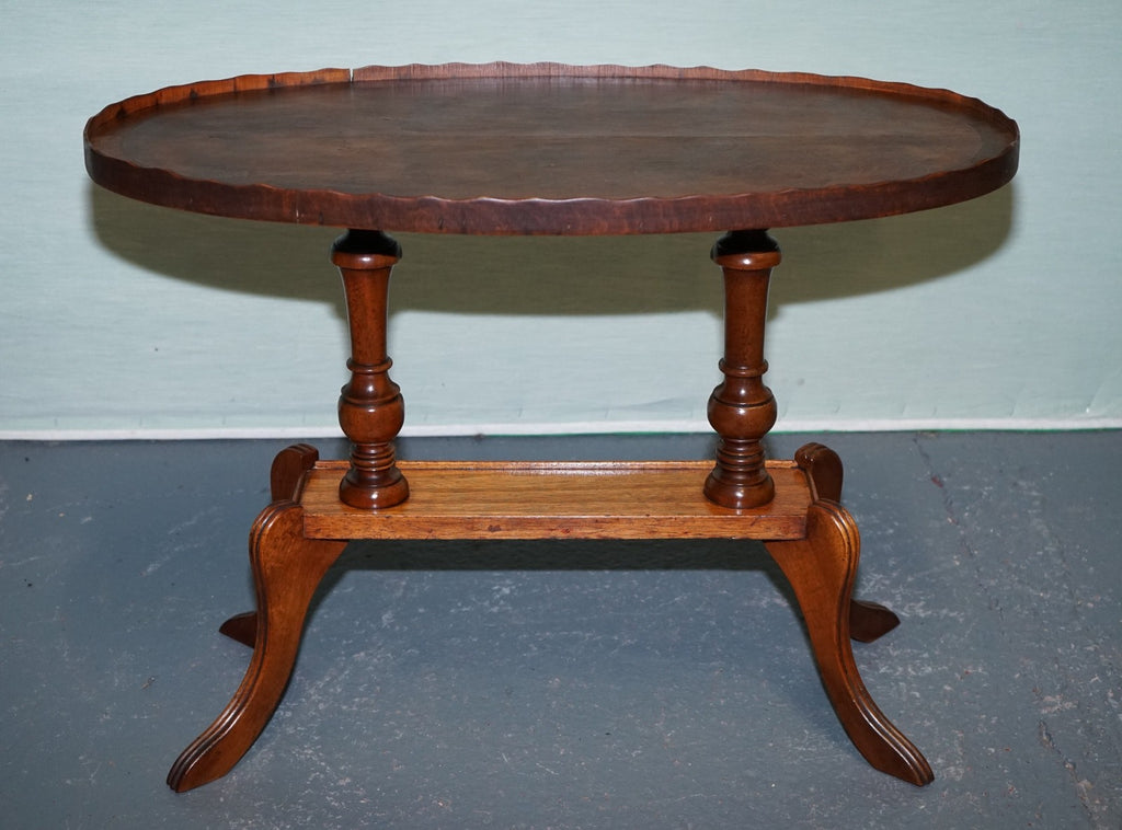 VINTAGE OVAL SCALLOPED EDGE OCCASIONAL SIDE TABLE