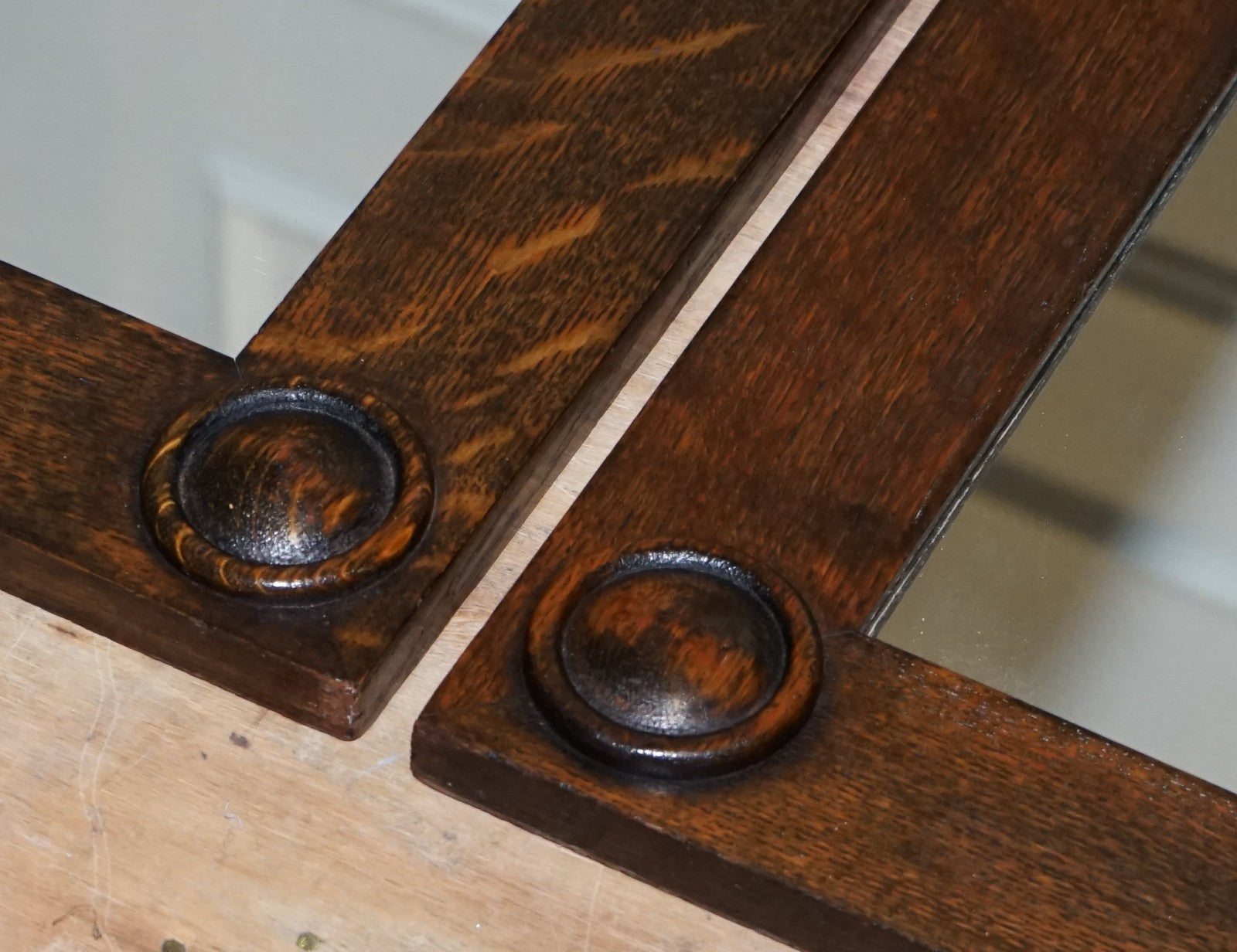 ANTIQUE CIRCA 1900 JACOBEAN STYLE PAIR OF RECTANGULAR WALL MIRRORS