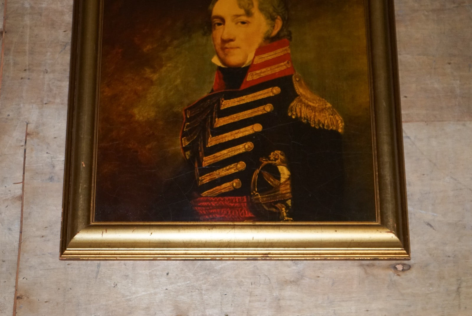 VINTAGE PRINT GILTED FRAME GENERAL JOHN R. FENWICK BY GILBERT STUART 71 X 61 CM