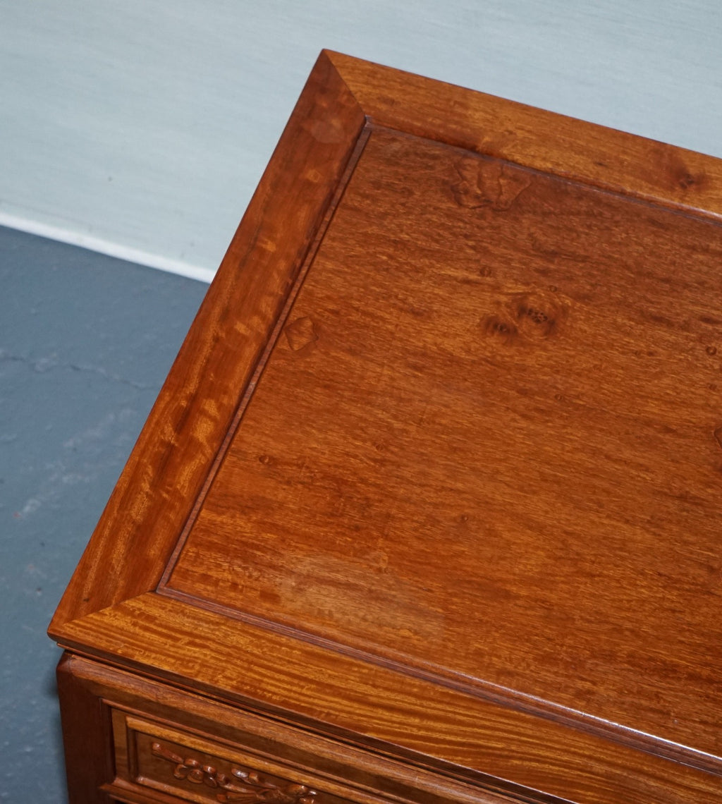 ORIENTAL CHINESE VINTAGE TEAK NIGHTSTAND BEDSIDE TABLE WITH DRAWER