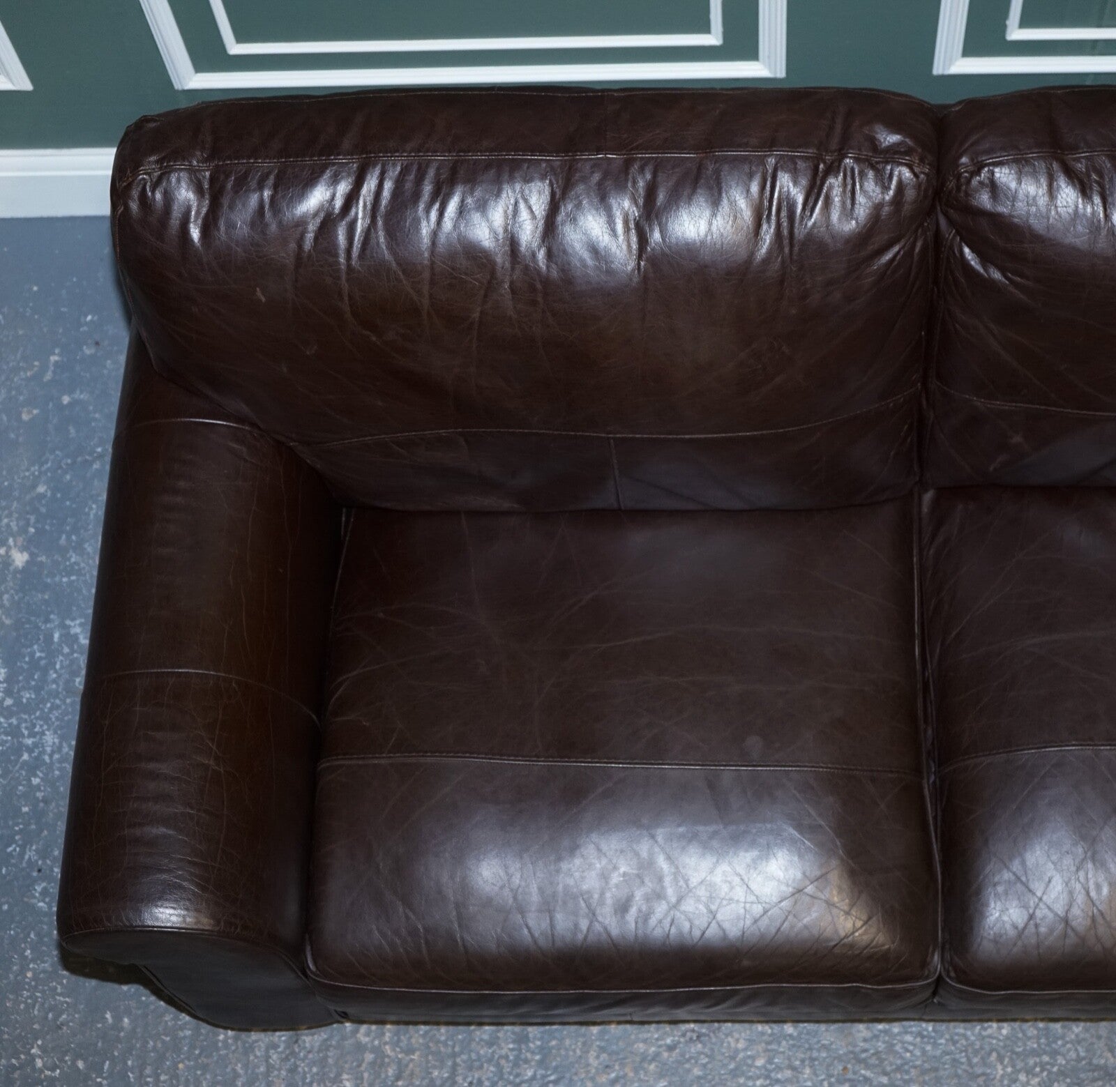 VINTAGE CHOCOLATE BROWN TWO TO THREE SEATER SOFA