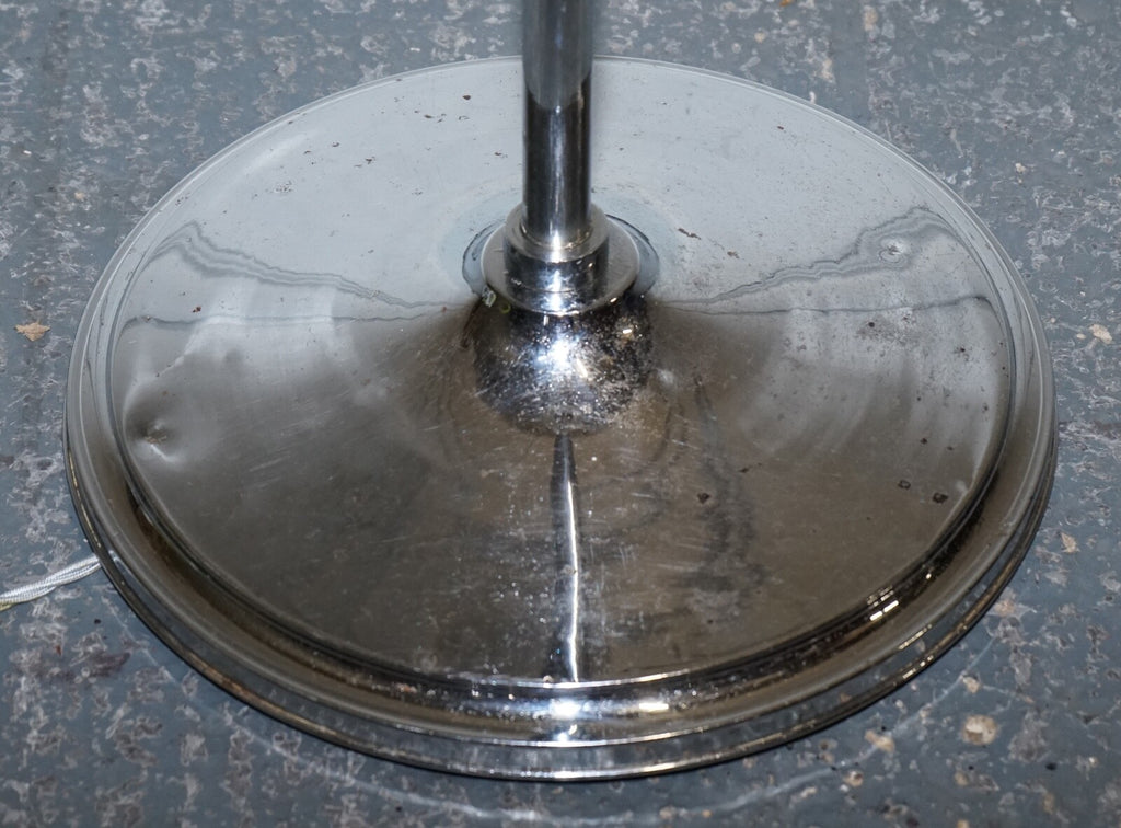 CIRCA 1930'S ART DECO FLOOR LAMP WITH WHITE GLASS SHADE