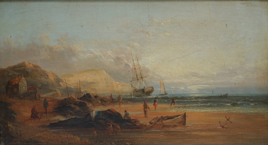 ANTIQUE 1868 SIGNED AND DATED VICTORIAN COASTAL OIL PAINTING BY JAMES WEBB