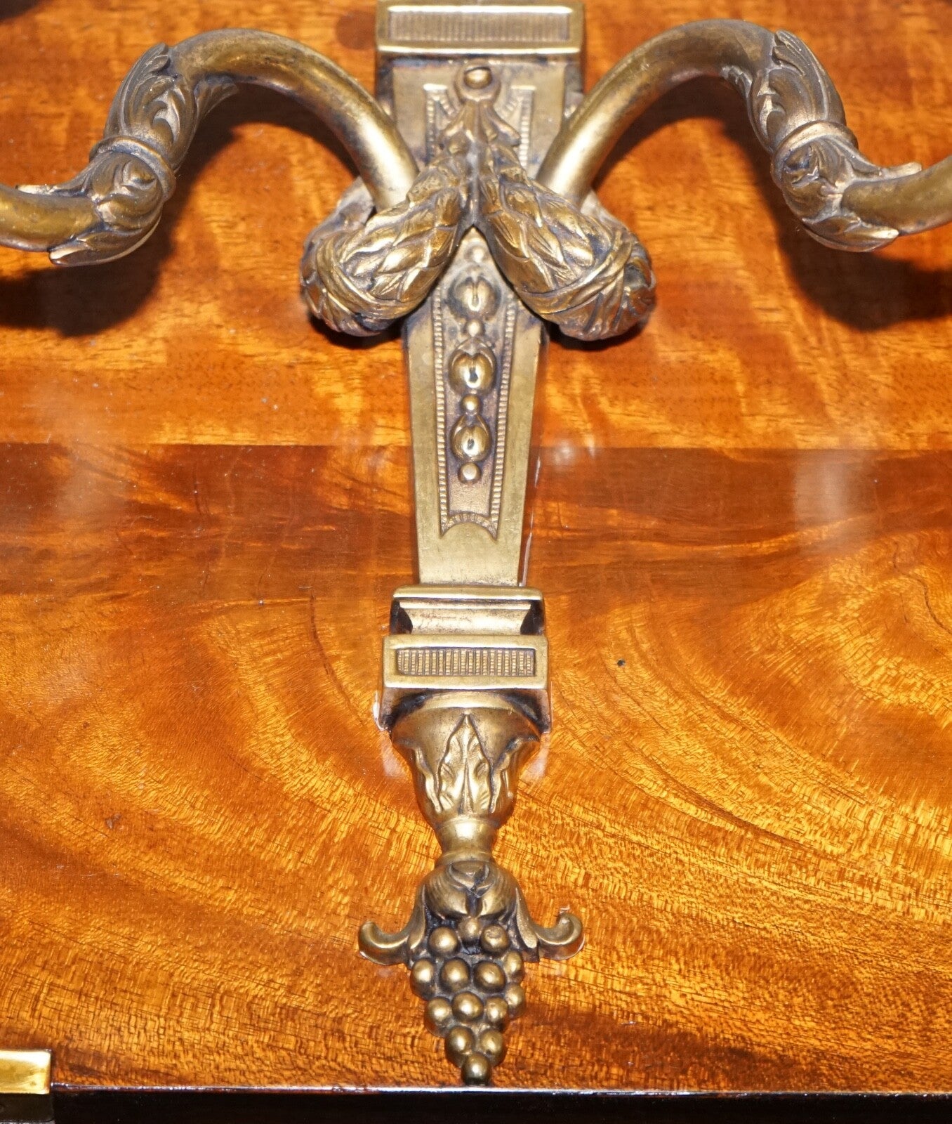 PAIR OF 19TH CENTURY FRENCH BRASS SCONCES TWO BRANCHES WALL LIGHTS