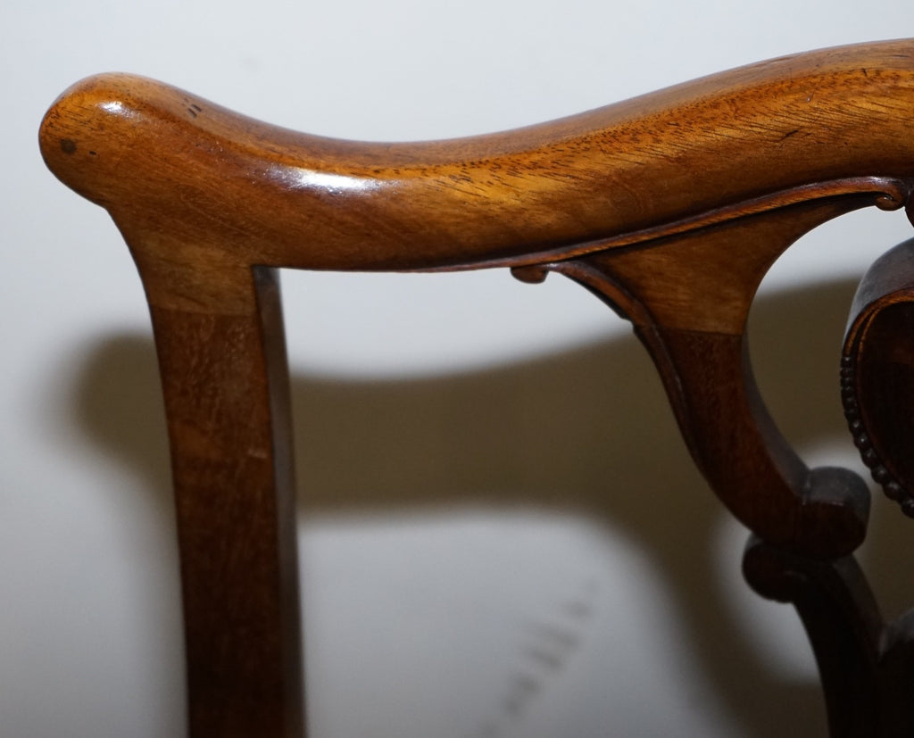 SCOTTISH VICTORIAN SET 12 RESTORED DYED LEATHER DINING CHAIRS BY JOHN TAYLOR