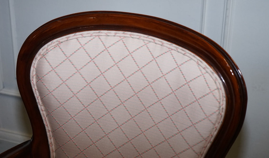 VINTAGE FRENCH STYLE WALNUT UPHOLSTERED SALON ARMCHAIR
