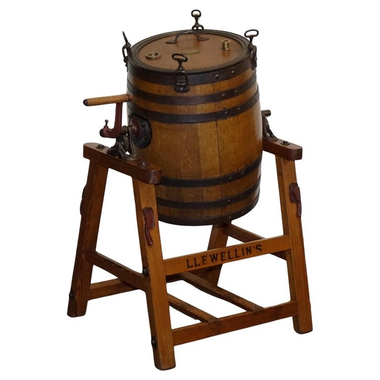 ANTIQUE VICTORIAN CIRCA 1885 ENGLISH G. LLEWELLIN & SONS BUTTER CHURN