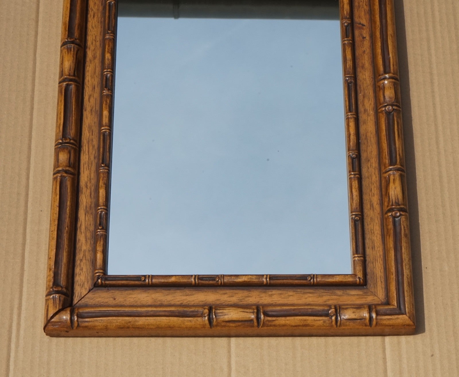 VINTAGE RECTANGULAR FAUX BAMBOO WALL HANGING MIRROR