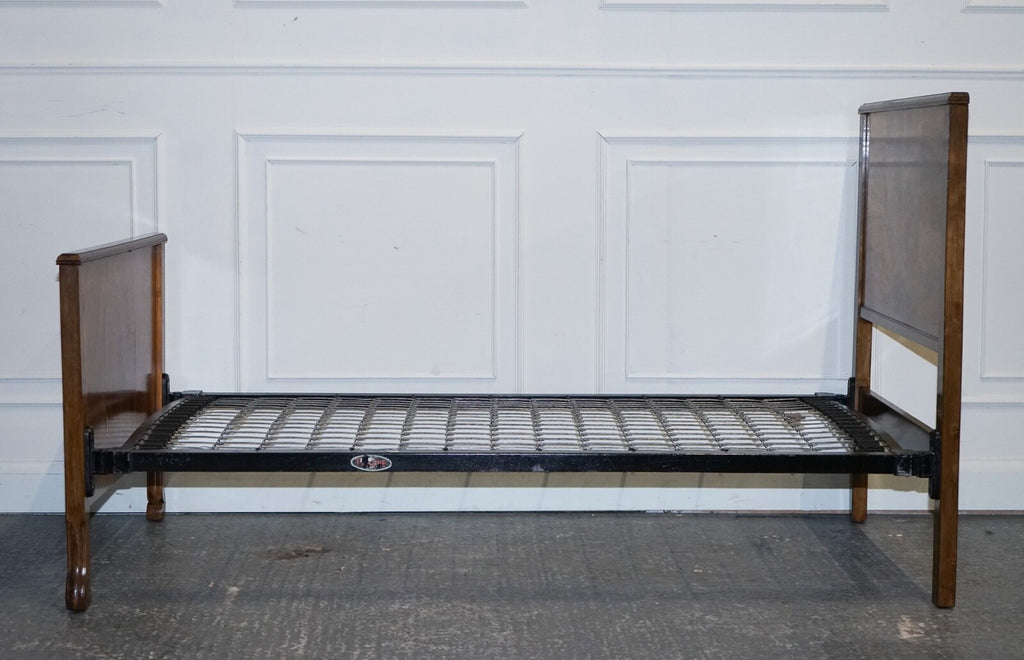 ART DECO BURR WALNUT DECORATIVE INLAID PANELS SINGLE BED (1/2)