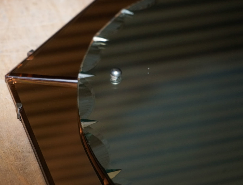 STUNNING LARGE FRENCH ART DECO 1920'S PEACH COLOURED WALL MIRROR