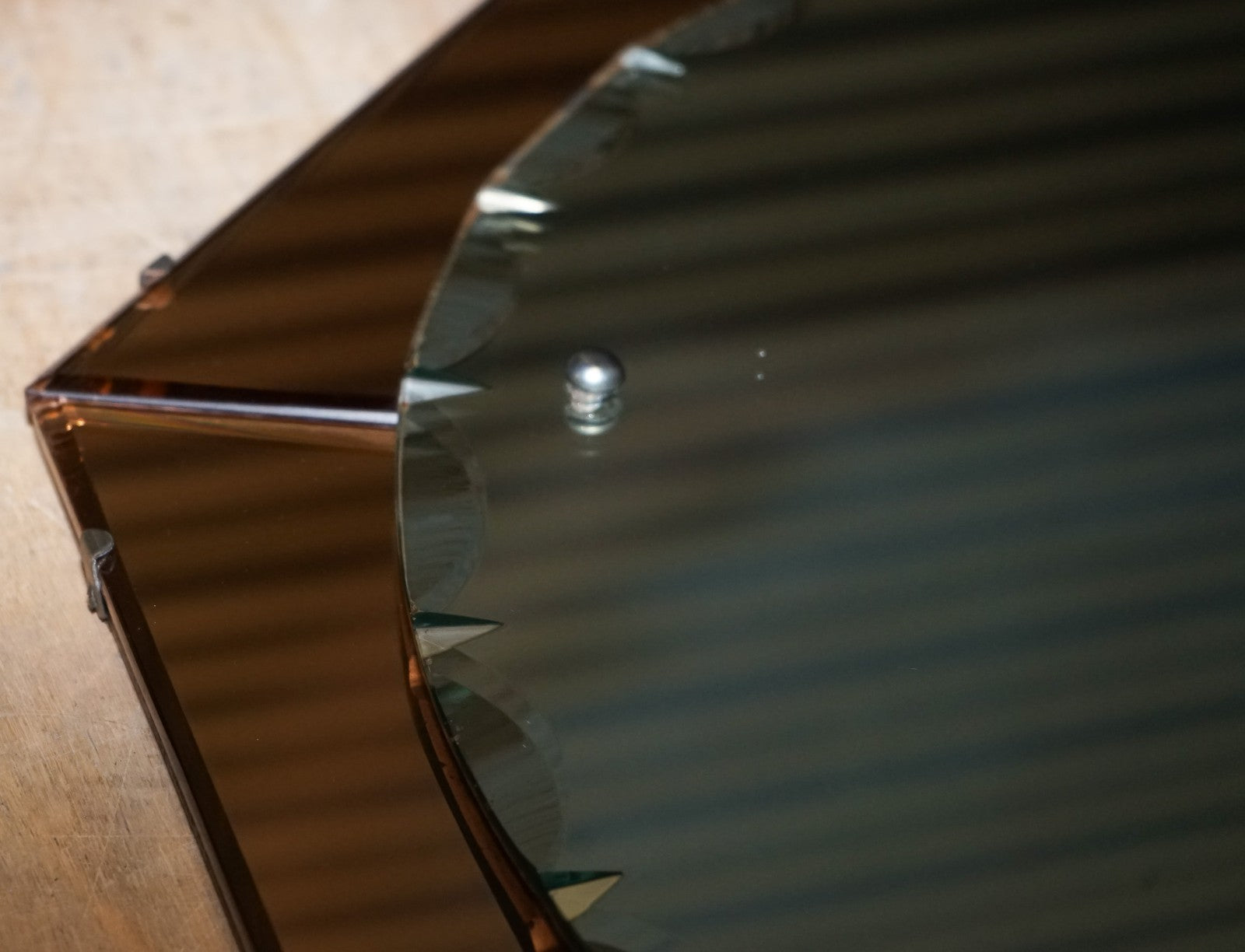 STUNNING LARGE FRENCH ART DECO 1920'S PEACH COLOURED WALL MIRROR