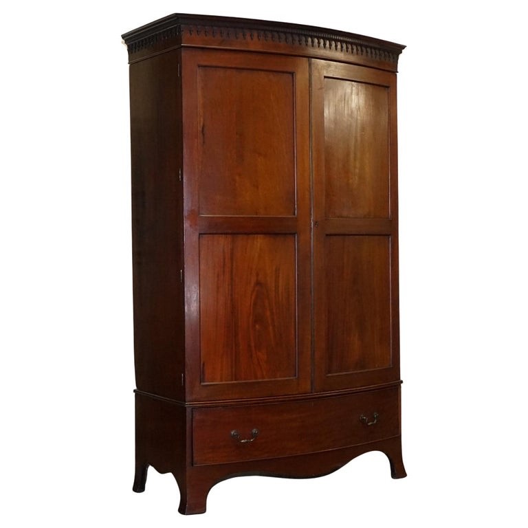 ANTIQUE ENGLISH GEORGE III LINEN PRESS CONVERTED TO WARDROBE